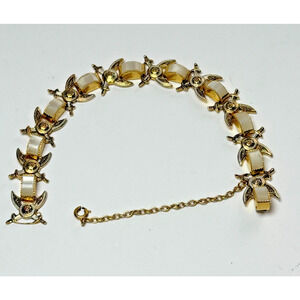 Vintage Damascene Moonglow Lucite 7.25" Bracelet Crossed Sabers Swords REPAIR